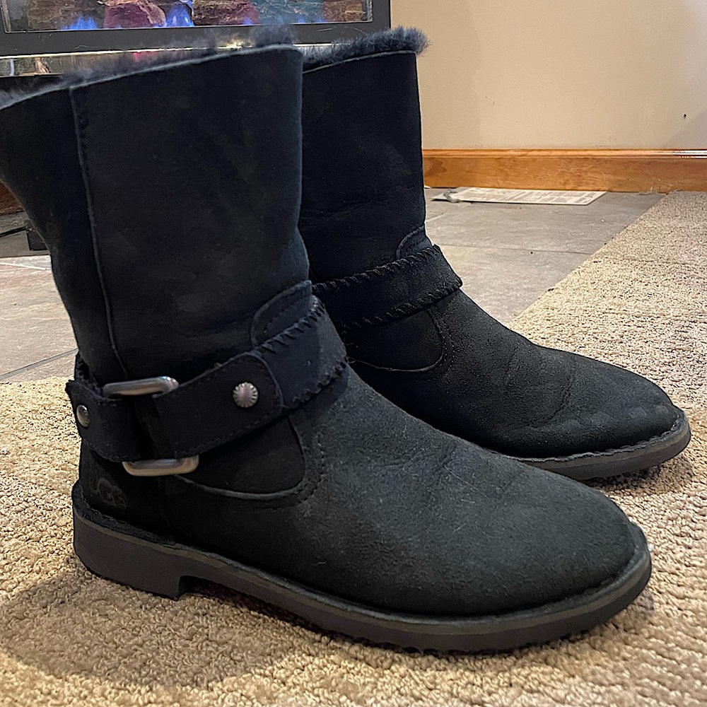 Black Ugg Boots with Buckle